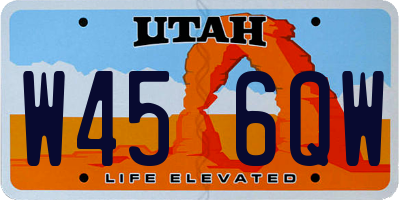 UT license plate W456QW
