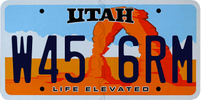 UT license plate W456RM