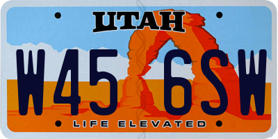 UT license plate W456SW
