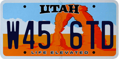 UT license plate W456TD