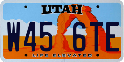 UT license plate W456TE