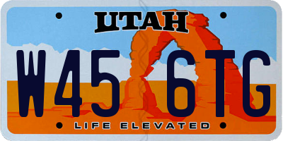 UT license plate W456TG