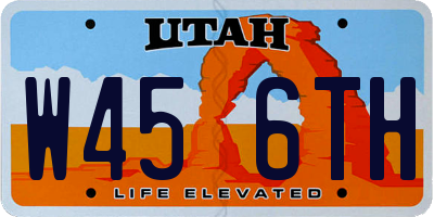 UT license plate W456TH