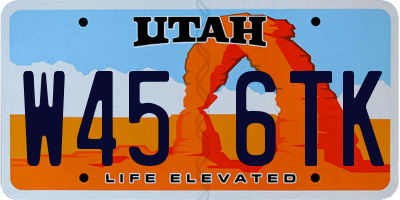 UT license plate W456TK