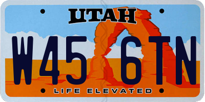 UT license plate W456TN