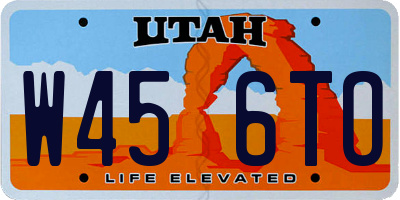 UT license plate W456TO