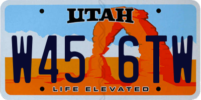 UT license plate W456TW