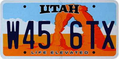 UT license plate W456TX