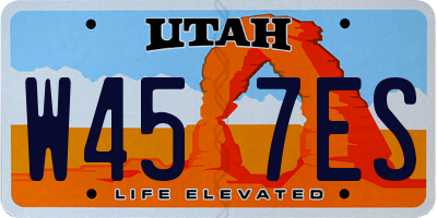 UT license plate W457ES