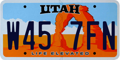 UT license plate W457FN