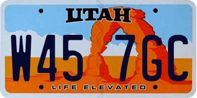 UT license plate W457GC