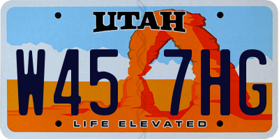 UT license plate W457HG