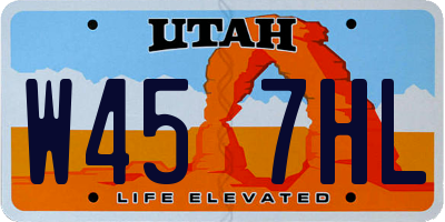 UT license plate W457HL