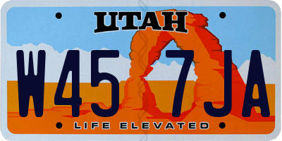 UT license plate W457JA