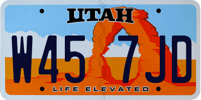 UT license plate W457JD