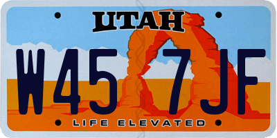 UT license plate W457JF