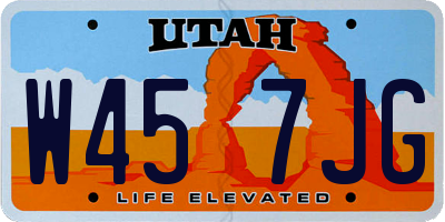 UT license plate W457JG
