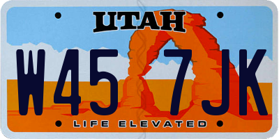 UT license plate W457JK