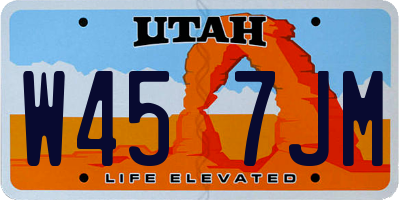 UT license plate W457JM