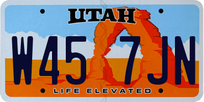 UT license plate W457JN