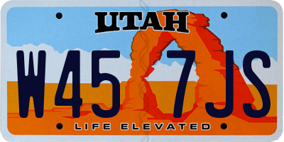 UT license plate W457JS