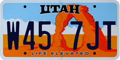 UT license plate W457JT
