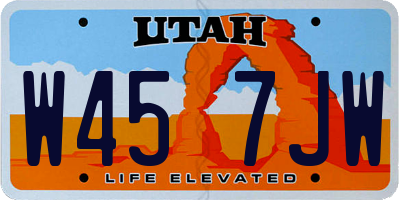 UT license plate W457JW
