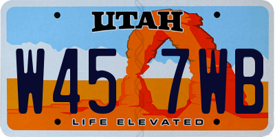 UT license plate W457WB