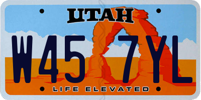 UT license plate W457YL