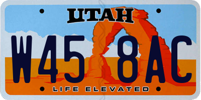 UT license plate W458AC