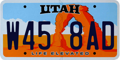 UT license plate W458AD