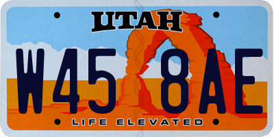 UT license plate W458AE