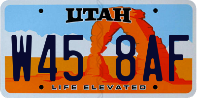 UT license plate W458AF