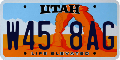 UT license plate W458AG