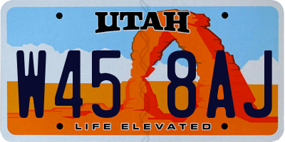 UT license plate W458AJ