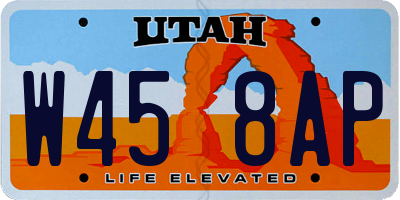 UT license plate W458AP
