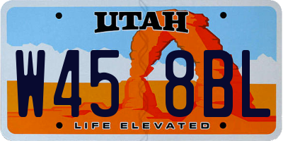UT license plate W458BL