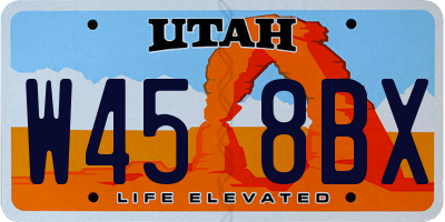 UT license plate W458BX