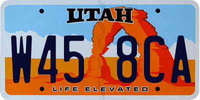 UT license plate W458CA