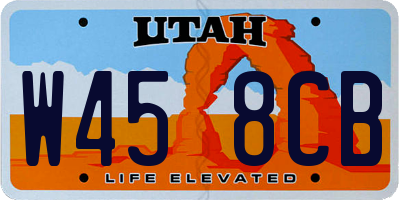UT license plate W458CB