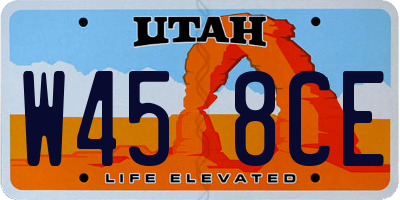 UT license plate W458CE