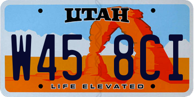 UT license plate W458CI