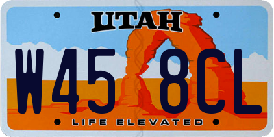 UT license plate W458CL