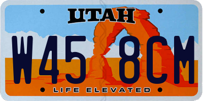 UT license plate W458CM