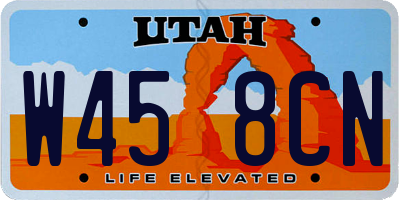 UT license plate W458CN