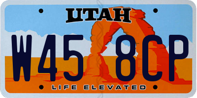 UT license plate W458CP