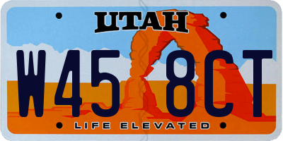 UT license plate W458CT