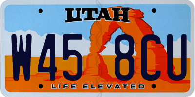 UT license plate W458CU