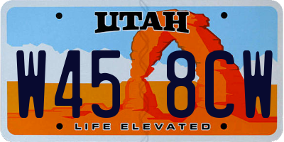 UT license plate W458CW