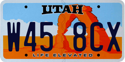 UT license plate W458CX